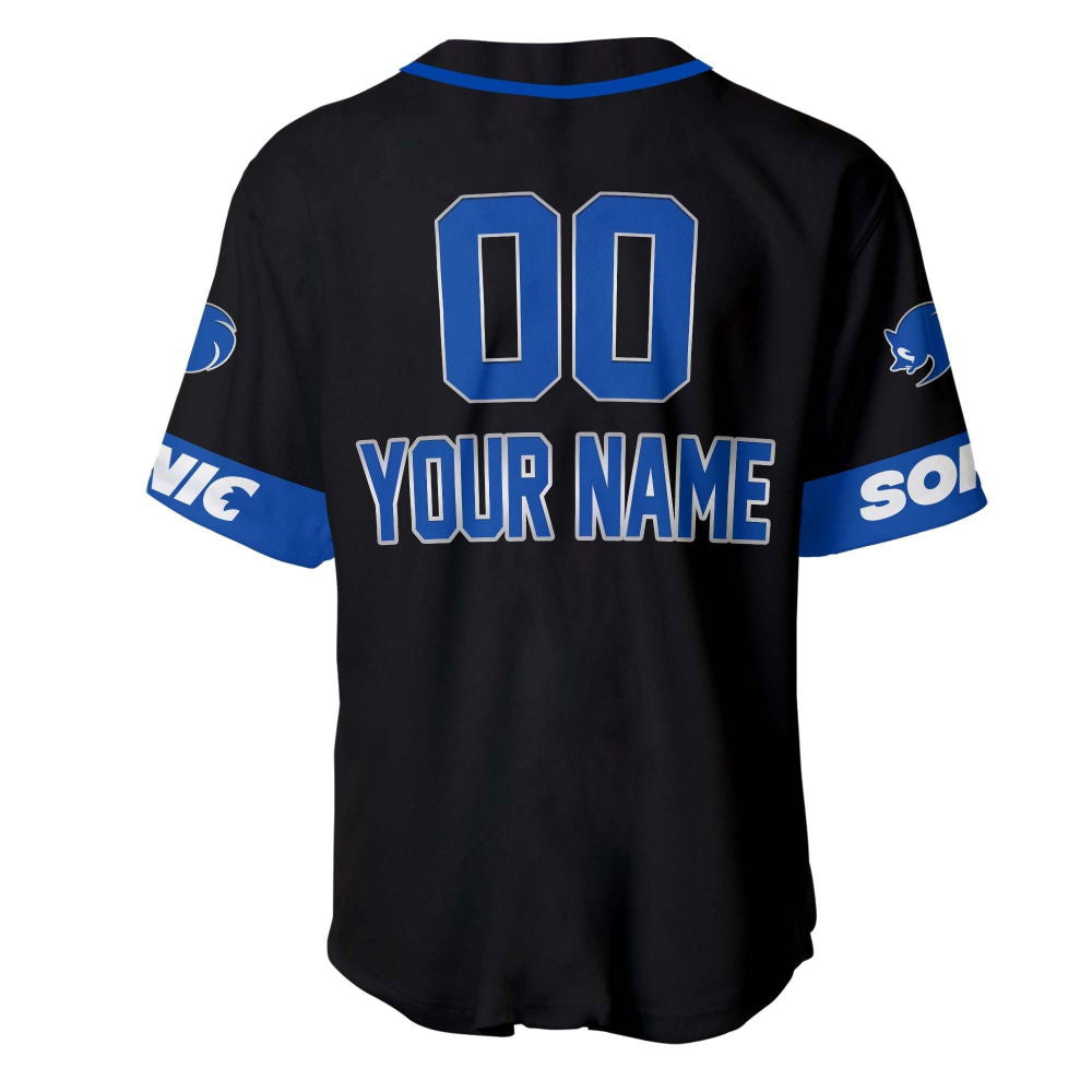 Giant Sonic Hedgehog Black Blue Baseball Jersey - lylyprint.com