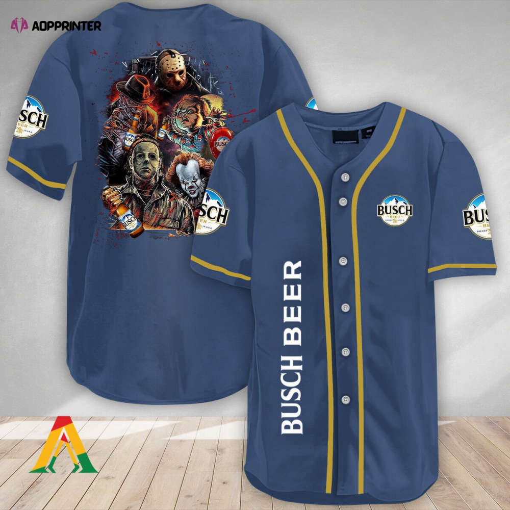 Halloween Horror Characters Busch Beer Baseball Jersey - Aopprinter