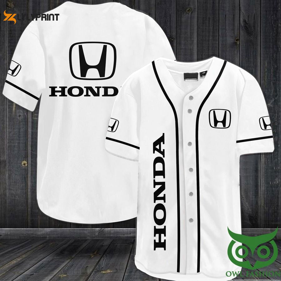 HONDA White and Black Baseball Jersey Shirt - lylyprint.com