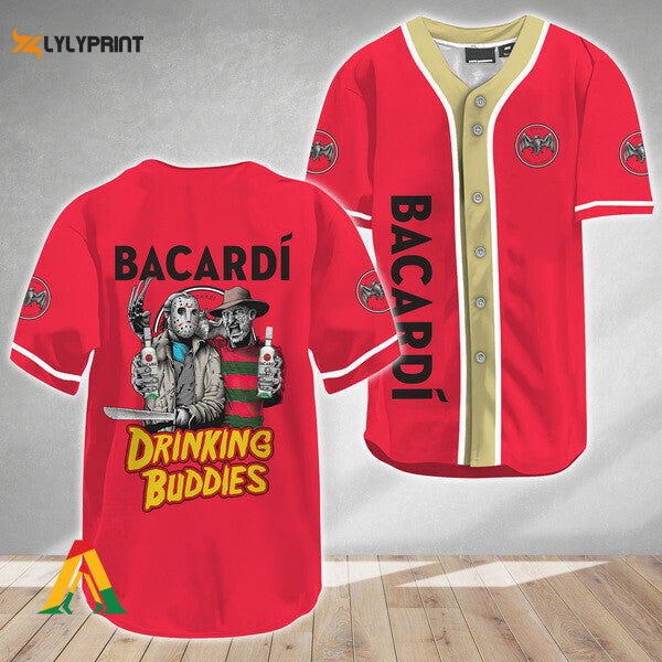 Horror Freddy Jason Drinking Buddies Bacardi Rum Baseball Jersey - lylyprint.com
