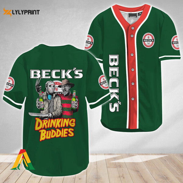 Horror Freddy Jason Drinking Buddies Beck's Beer Baseball Jersey - lylyprint.com