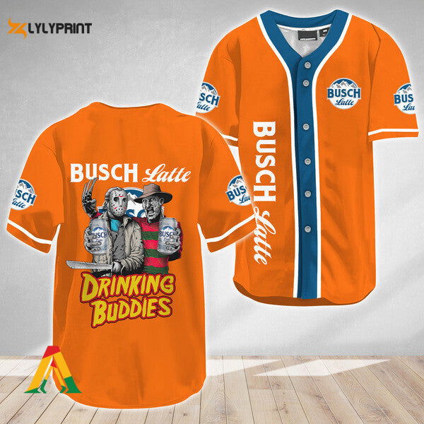 Horror Freddy Jason Drinking Buddies Busch Latte Baseball Jersey - lylyprint.com