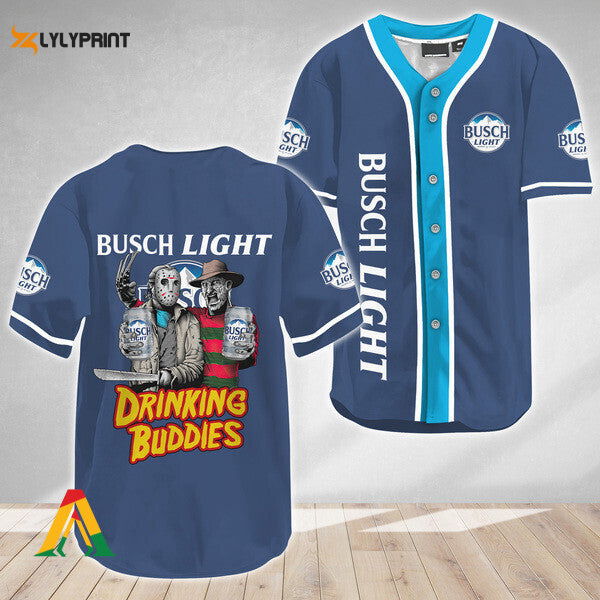 Horror Freddy Jason Drinking Buddies Busch Light Baseball Jersey - lylyprint.com