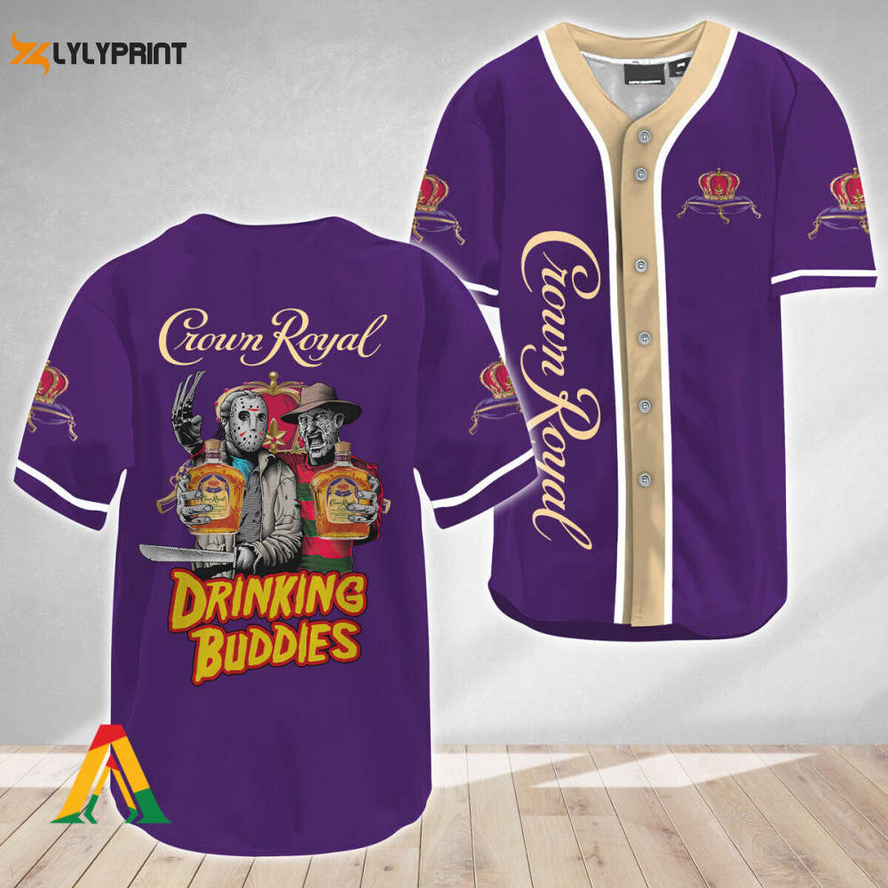 Horror Freddy Jason Drinking Buddies Crown Royal Baseball Jersey - lylyprint.com