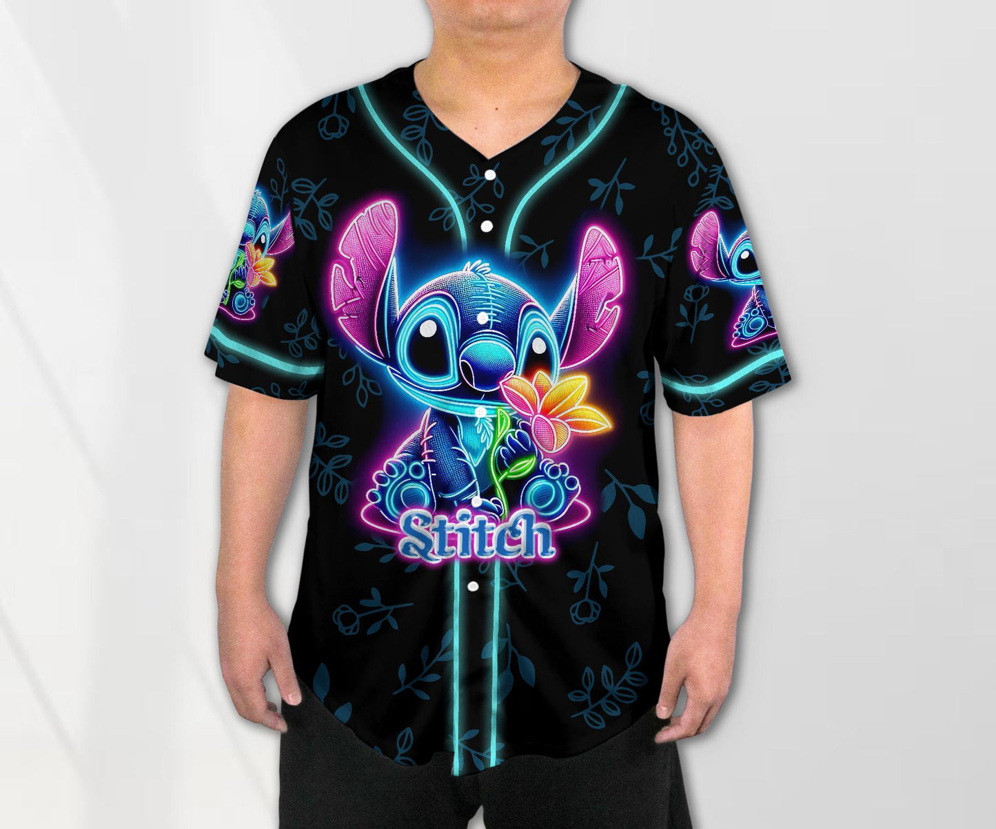 Stitch Baseball Jersey Neon Stitch Jersey Baseball Shirt Gift