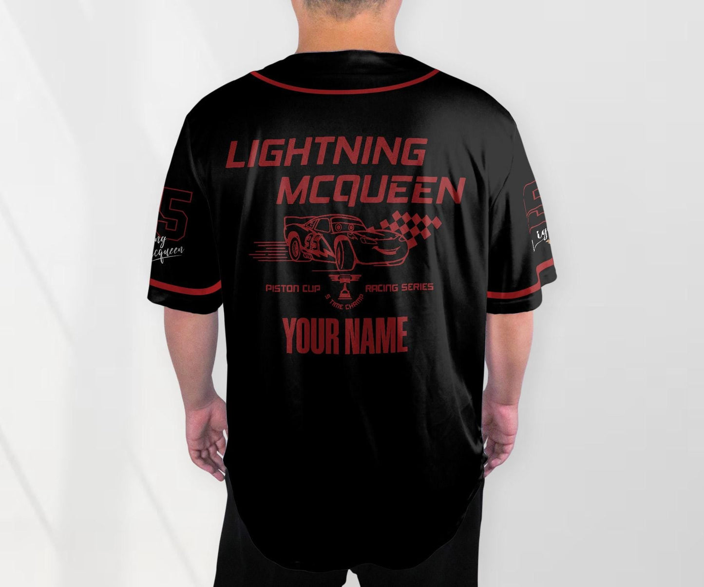 Personalized Mcqueen Baseball Jersey Custom Name Jersey Cars Lightning Jersey Cars Cartoon Shirt Gifts
