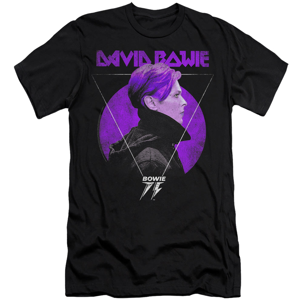 David Bowie Side Profile 75 Logo - Men's Premium Slim Fit T-Shirt