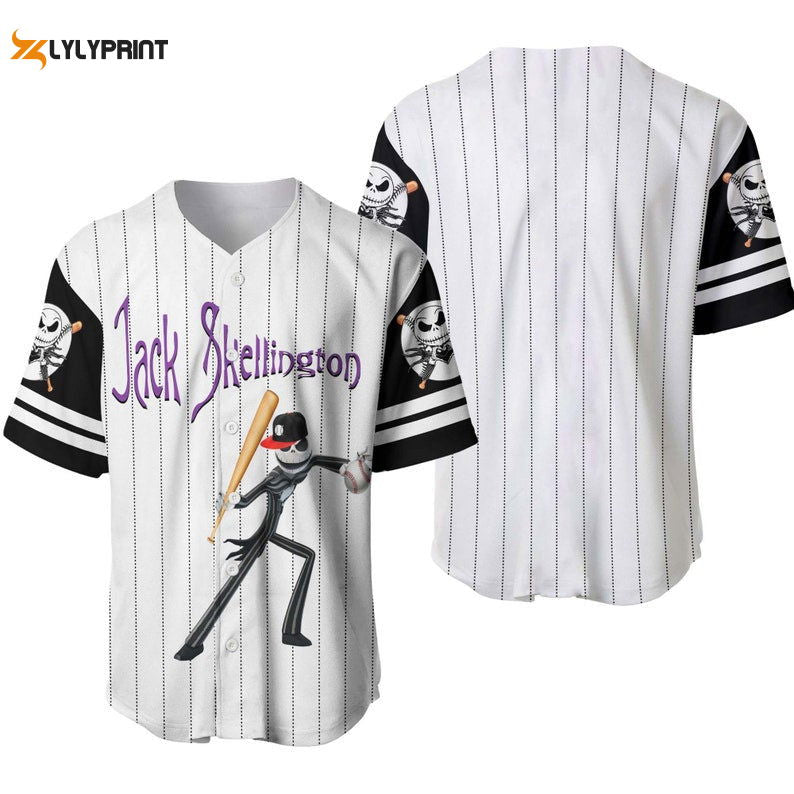 Jack Skellington All Over Print Pinstripe Baseball Jersey - lylyprint.com