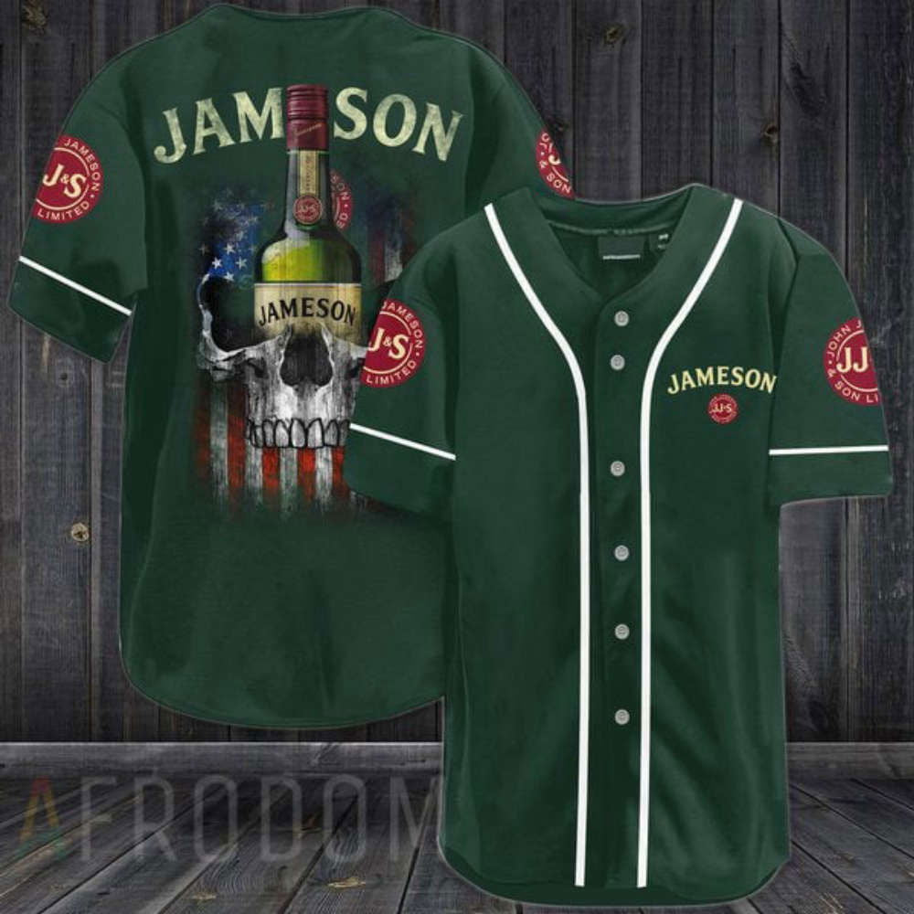 Jameson Baseball Jersey: US Flag Black Skull Design for Edgy Style - Aopprinter