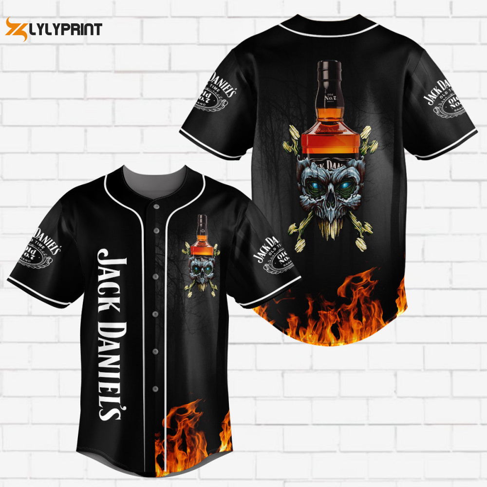 JD Flowery Skull Fire All Over Print 3D Unisex Baseball Jersey - lylyprint.com