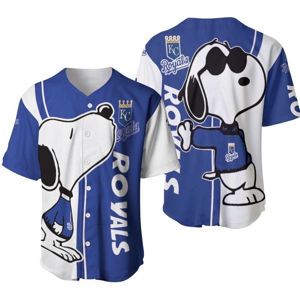 Kansas City Royals Snoopy Lover Printed Baseball Jersey - Gift for Women Men - Bafud