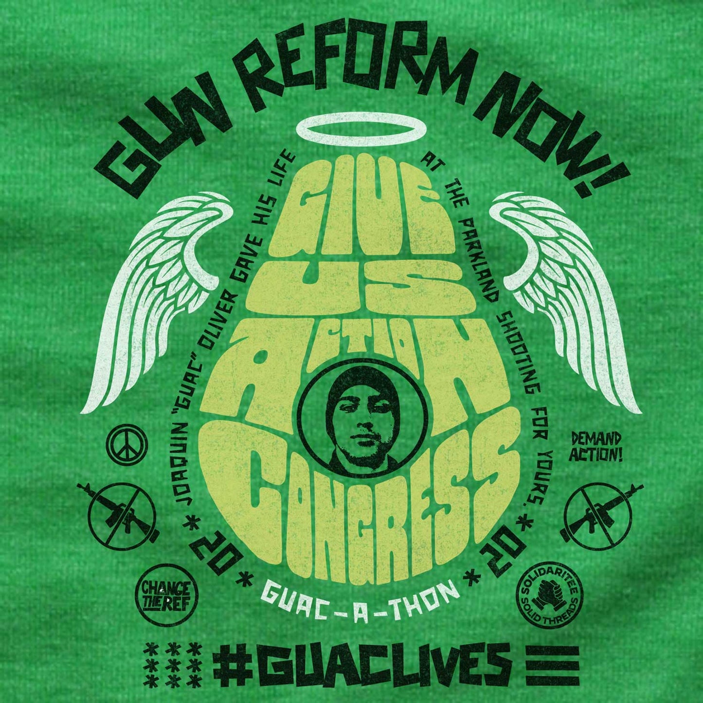 Kid's Guac-A-Thon 2020 Give Us Action Congress Kelly T-shirt | Supports Gun Reform