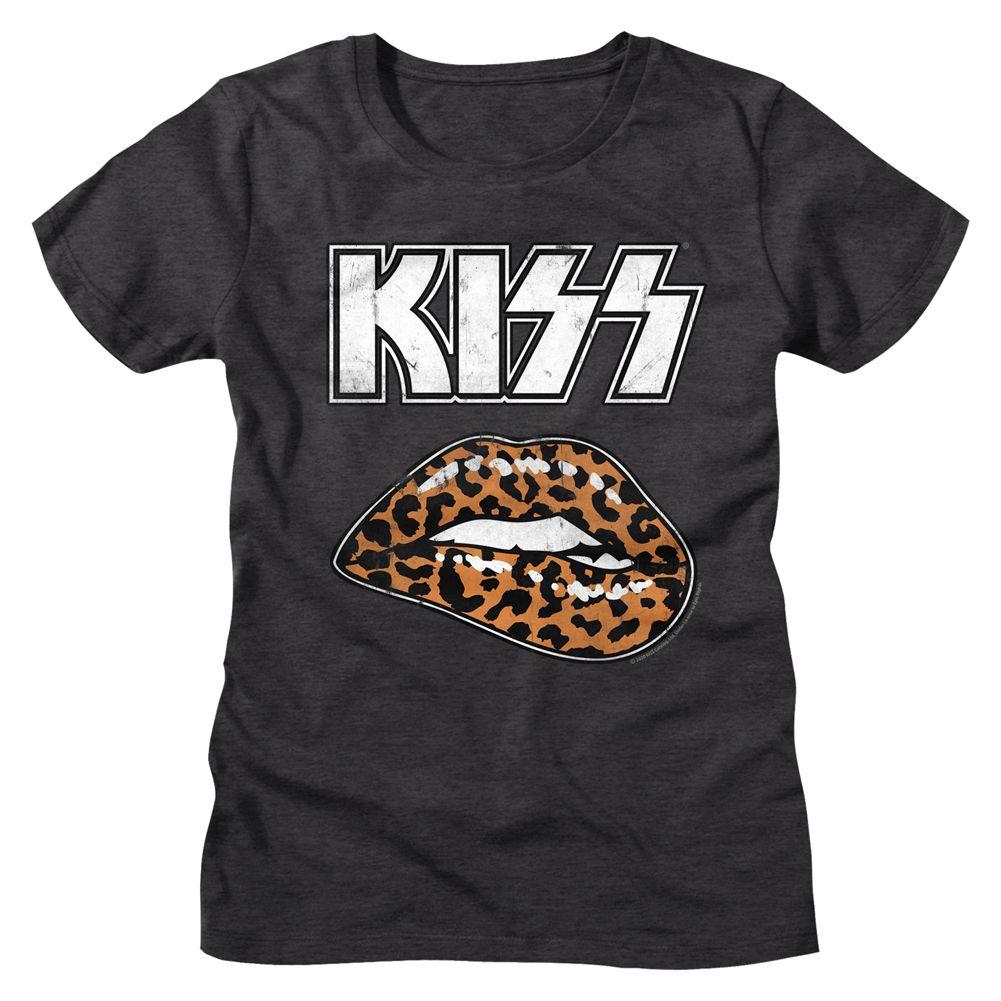 KISS Leopard Lip Womens T-Shirt
