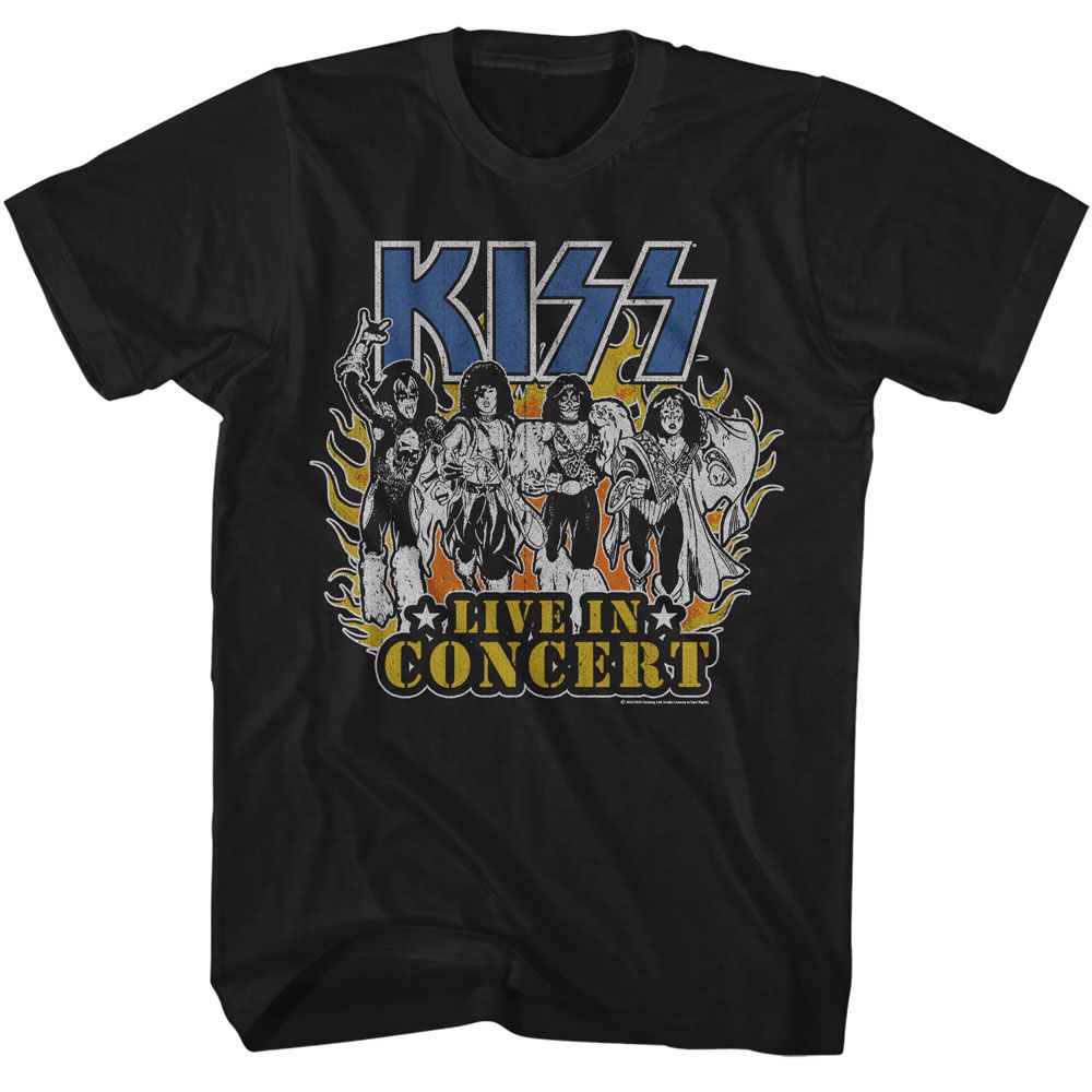 KISS - Live In Flames Boyfriend Tee