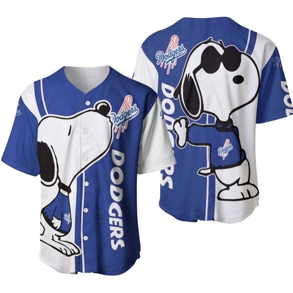 Los Angeles Dodgers Snoopy Lover Printed Baseball Jersey - Gift for Women Men - Bafud