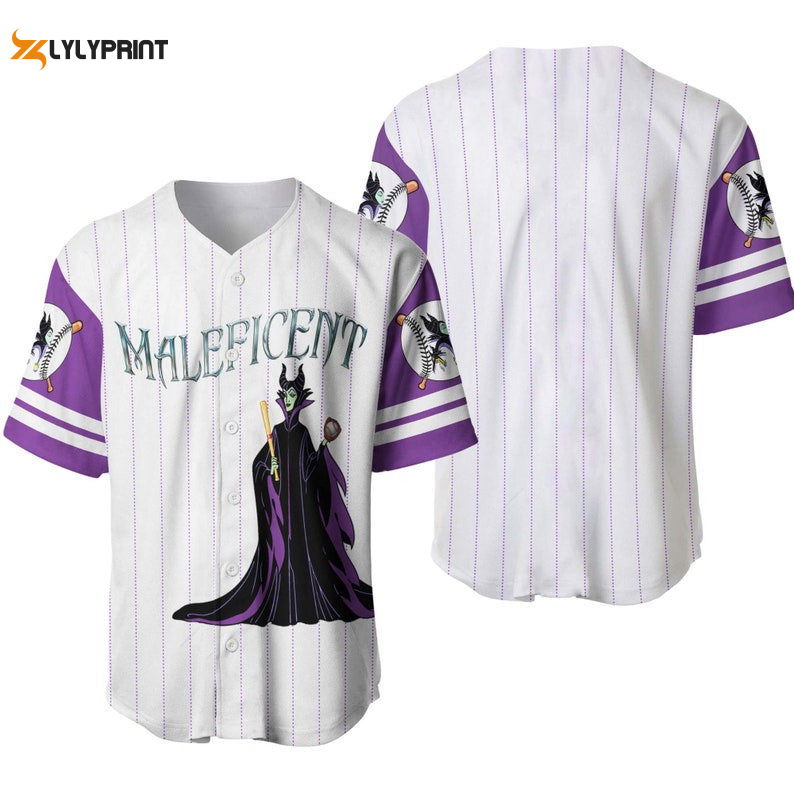 Maleficent All Over Print Pinstripe Baseball Jersey - lylyprint.com