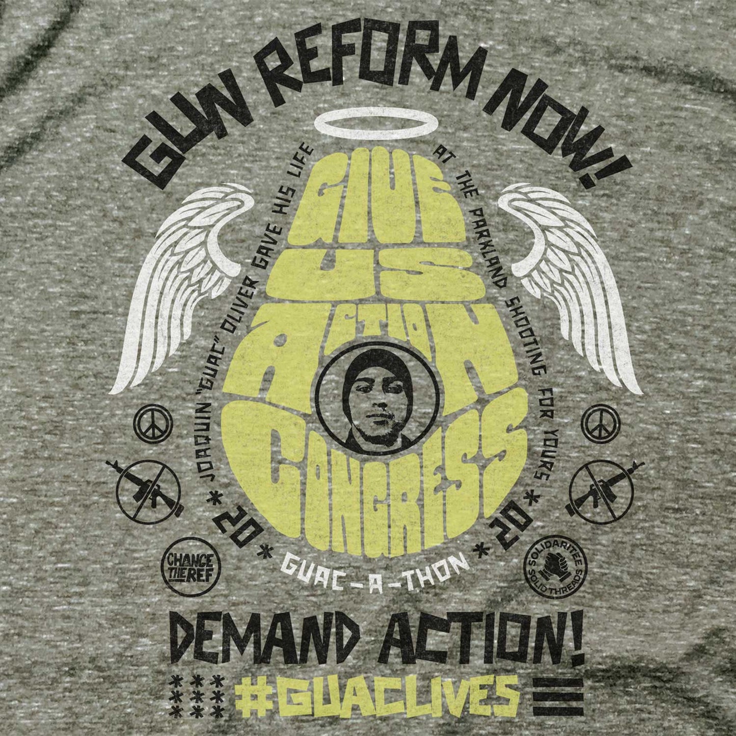 Women's Guac-A-Thon 2020 Give Us Action Congress Triblend Olive T-shirt | Supports Gun Reform
