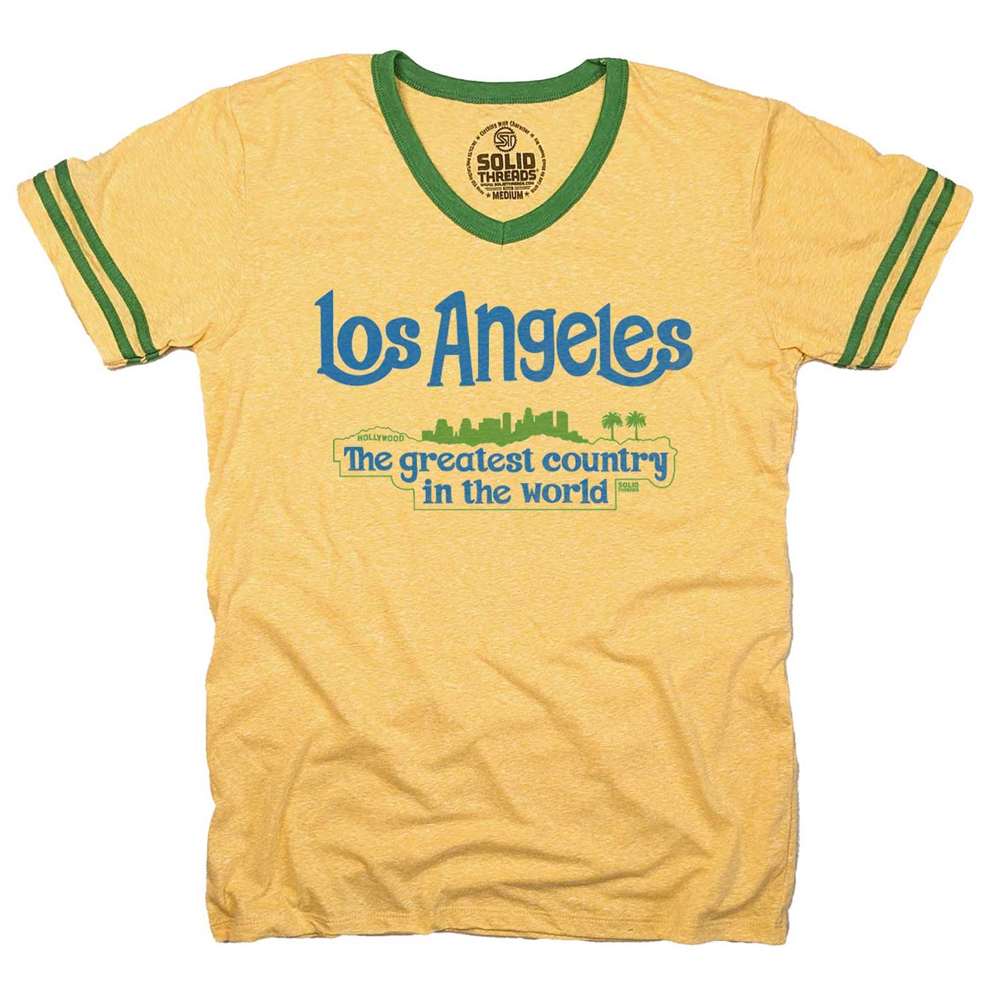 Los Angeles The Greatest Country In The World Ringer V-Neck Tee