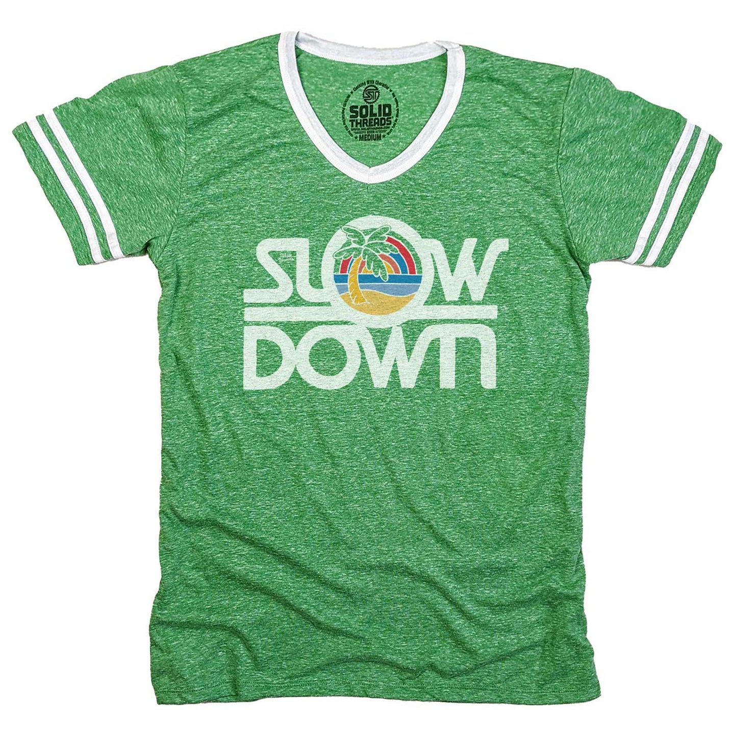Slow Down Ringer V-neck Tee