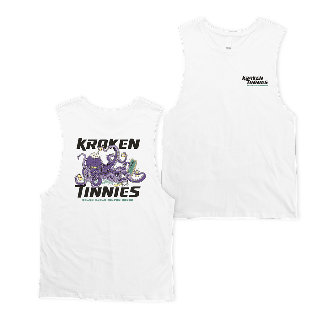 Kraken Tinnies Muscle Tee White