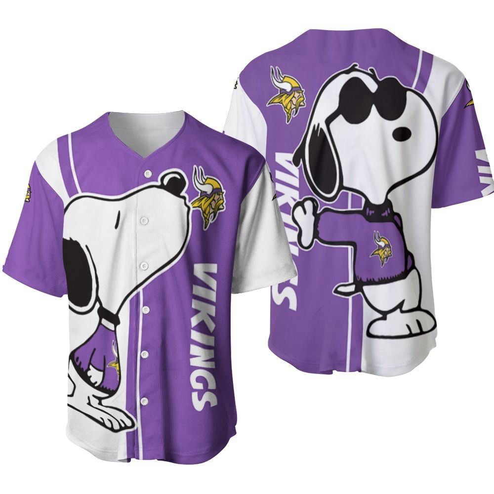 Minnesota Vikings snoopy lover Printed Baseball Jersey - Gift for Women Men - Bafud