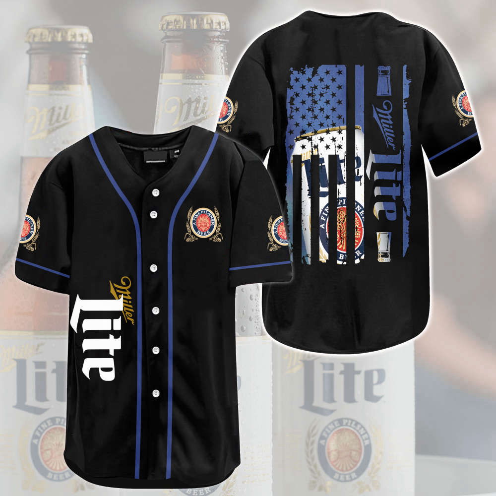 Ml2004l4 Miller Lite Flag Baseball Jersey - Aopprinter