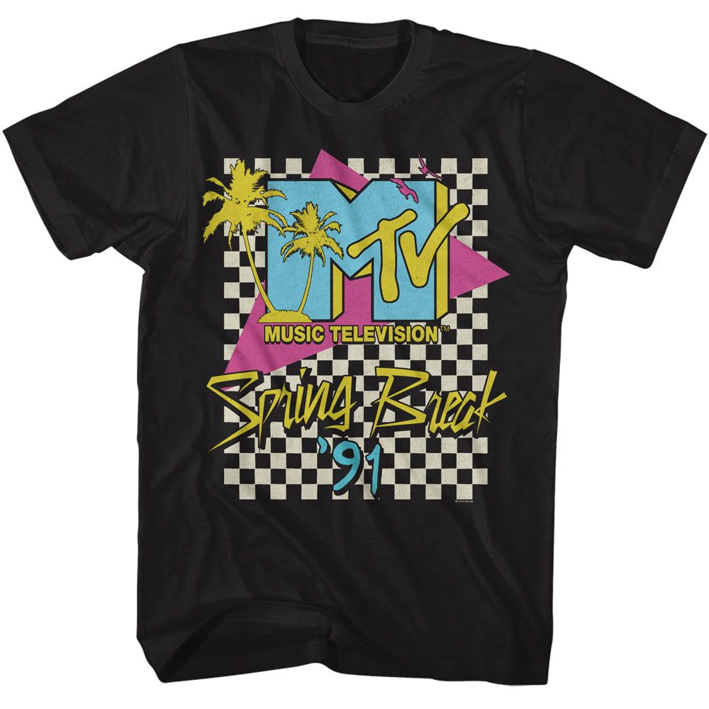 MTV- Spring Break 91 Checkered BG Boyfriend Tee