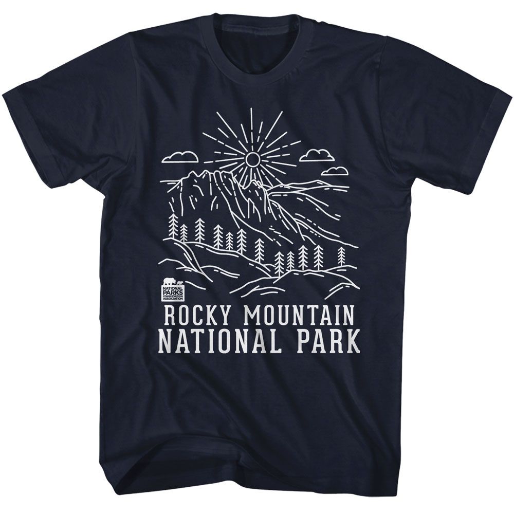National Parks - Rocky Mountain Minimal Line Art Boyfriend Tee