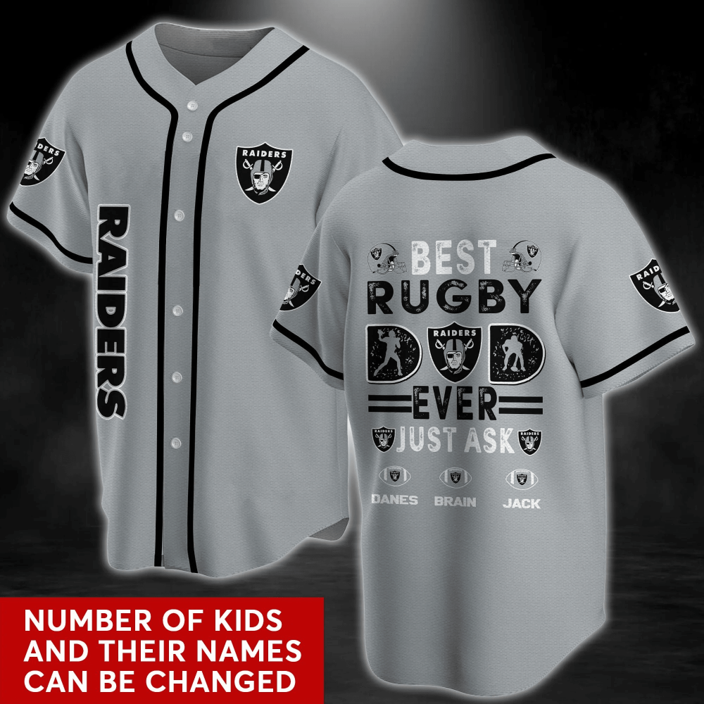 Oakland Raiders Fan Apparel Baseball Jersey Shirt with Personalized Name - Aopprinter
