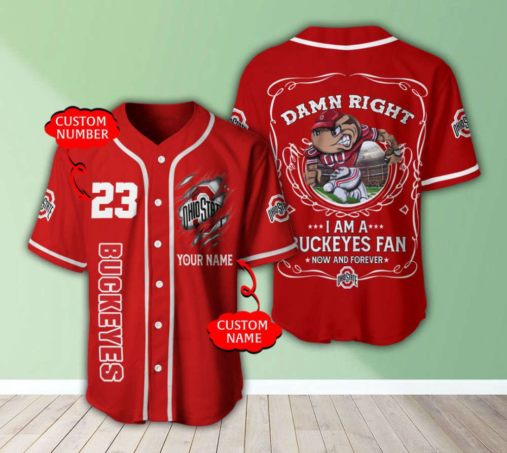 Ohio State Buckeyes Personalized Baseball Jersey - lylyprint.com