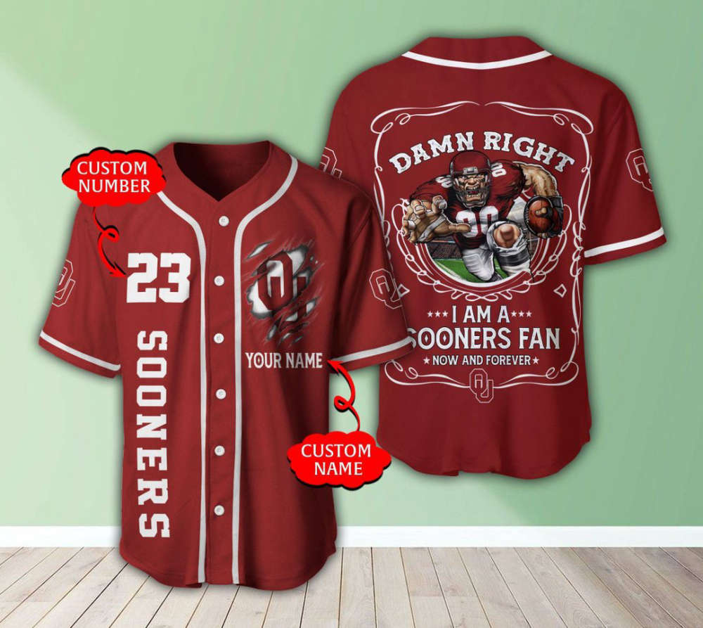 Oklahoma Sooners Personalized Baseball Jersey Fan Gifts - lylyprint.com