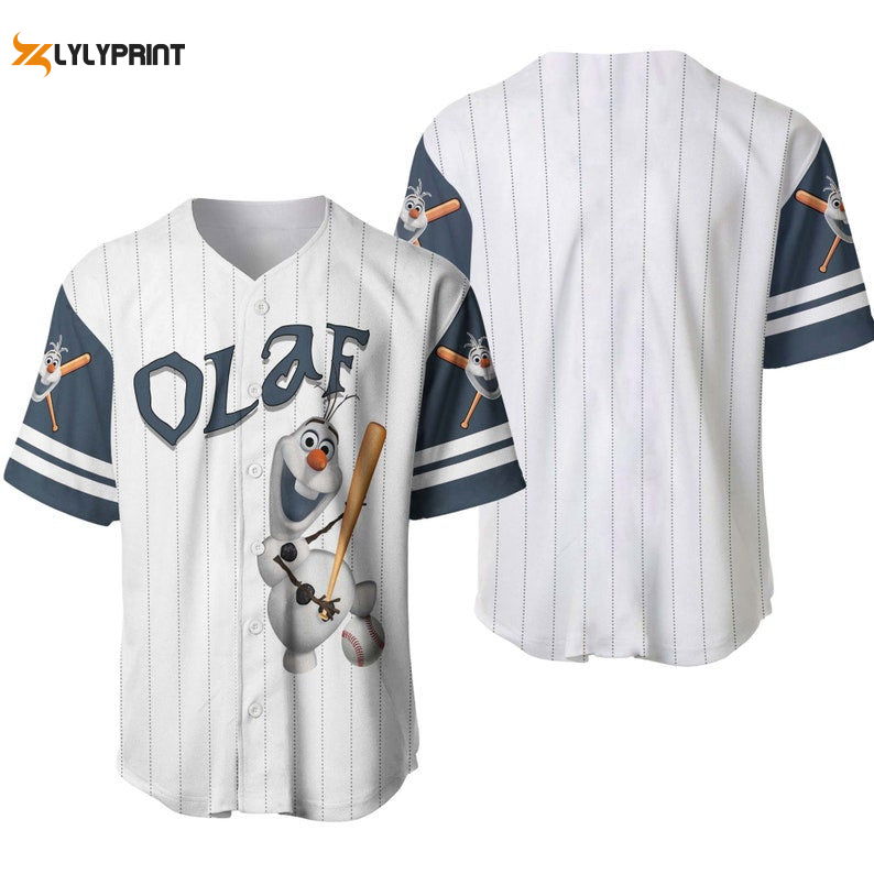 Olaf Snowman Frozen Baseball Jersey - All Over Print Pinstripe Gift for Men & Women - lylyprint.com