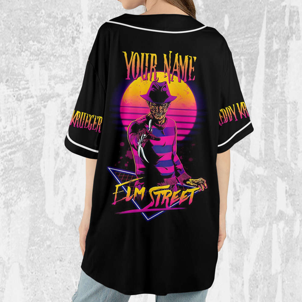 Personalize Freddy Krueger Neon Elm Street Jersey,Horror Jersey,Freddy Baseball Jersey - lylyprint.com