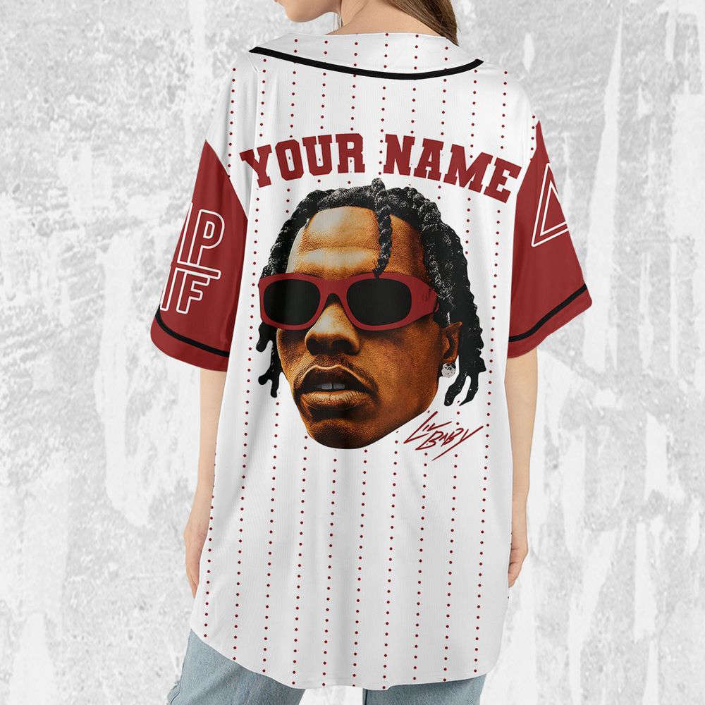 Personalize Lil Baby Red Sleeve Jersey, Lil Baby Baseball Jersey, Lil Baby Rap Jersey - lylyprint.com