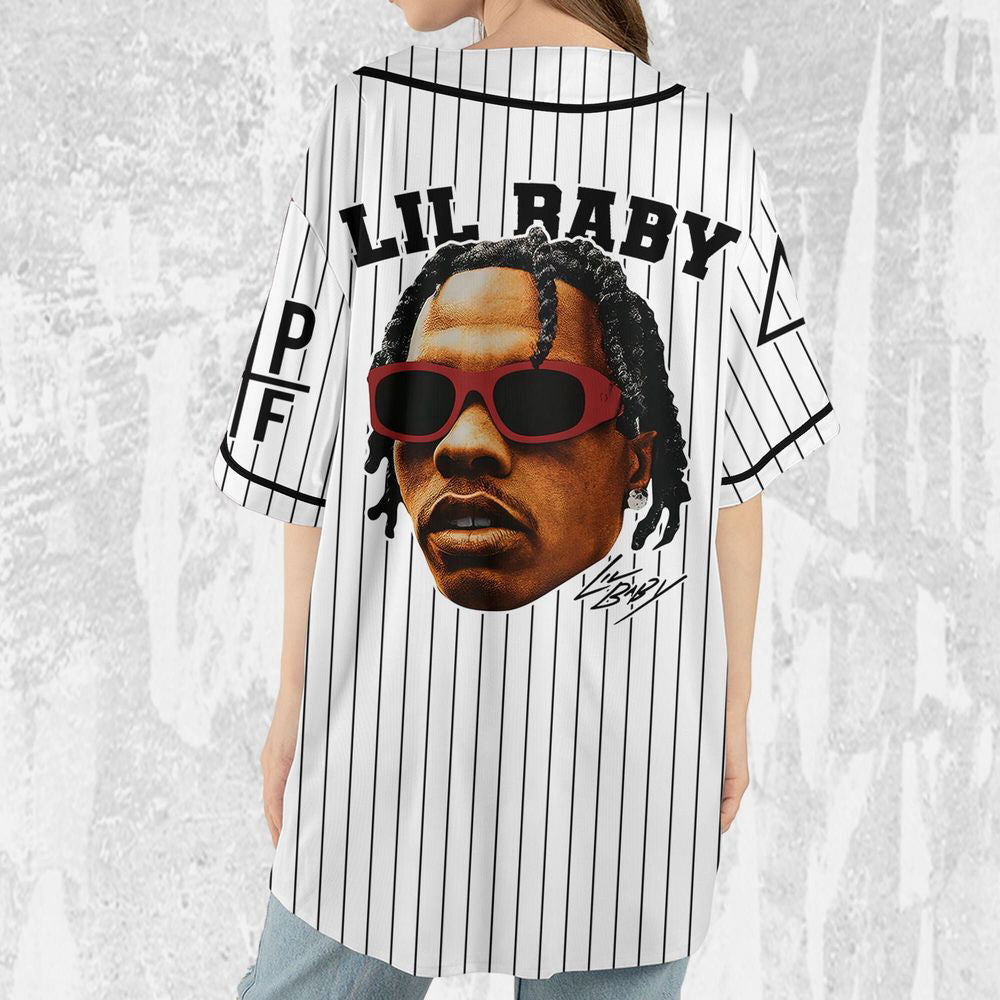 Personalize Lil Baby White Color Jersey, Lil Baby Baseball Jersey, Lil Baby Rap Jersey - lylyprint.com