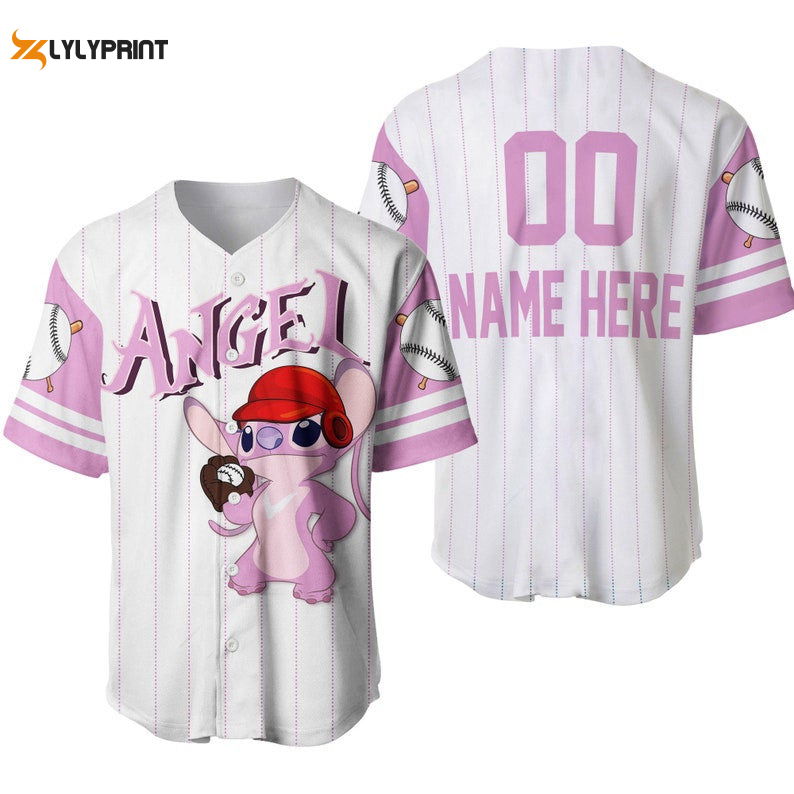Personalized Angel Stitch Girlfriend All Over Print Pinstripe Baseball Jersey - lylyprint.com