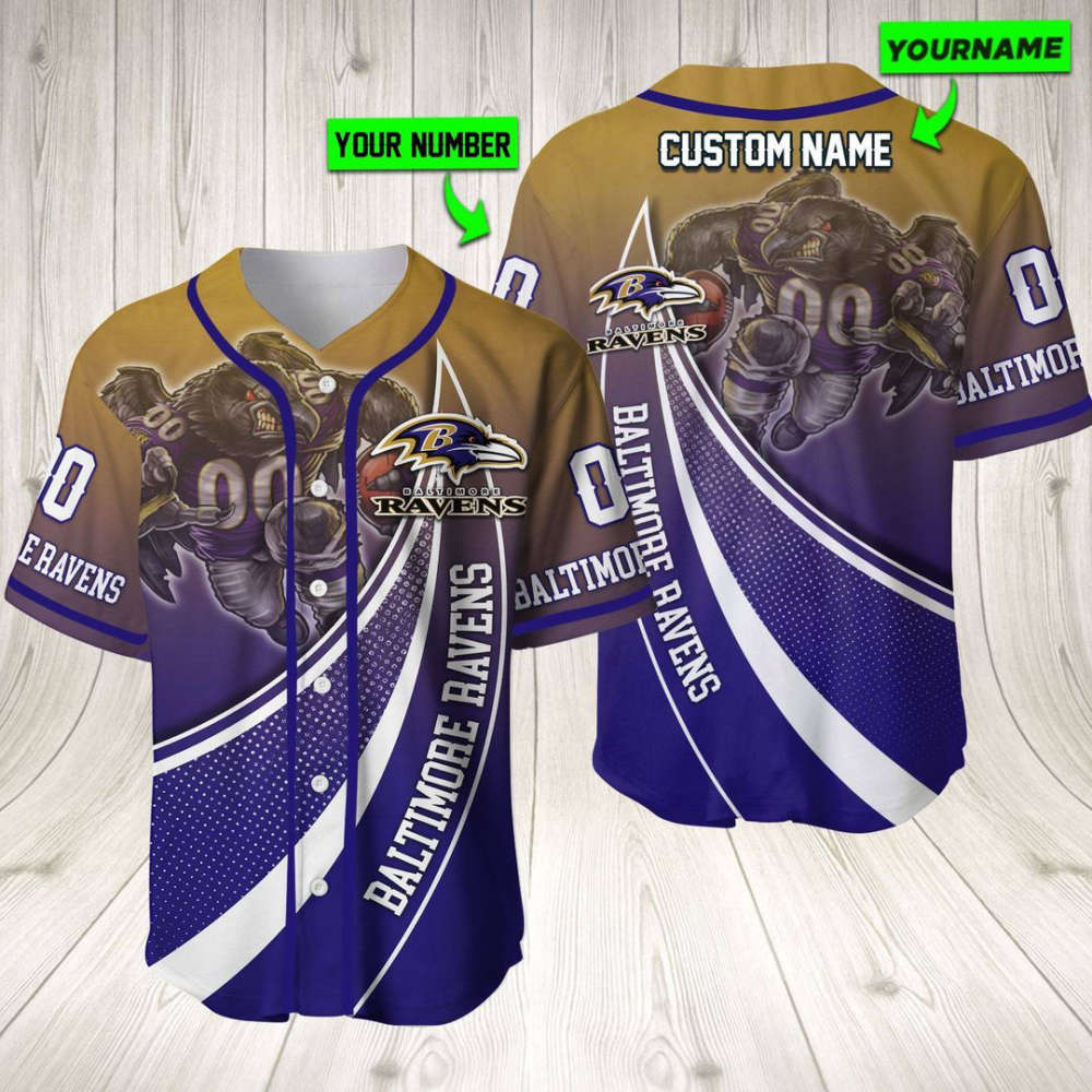 Personalized Baltimore Ravens Baseball Jersey Baseball Jersey Mascot Gift For Men Women - lylyprint.com