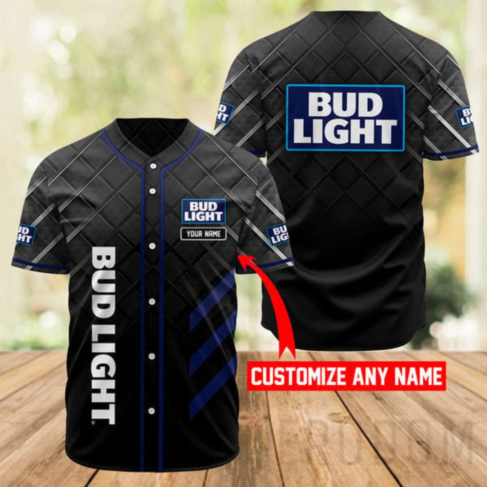 Personalized Black Bud Light Baseball Jersey - Aopprinter