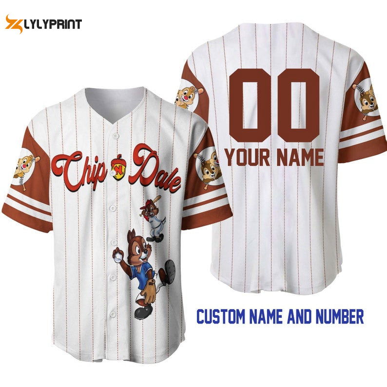 Personalized Chipmunks Chip & Dale All Over Print Pinstripe Baseball Jersey - lylyprint.com