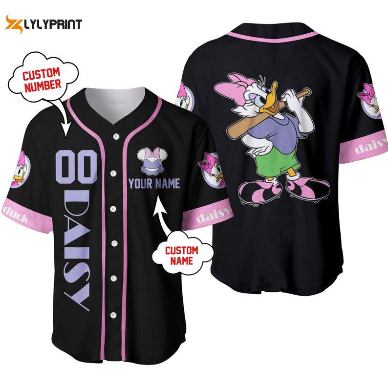 Personalized Daisy Duck Playing Baseball All Over Print Baseball Jersey - lylyprint.com