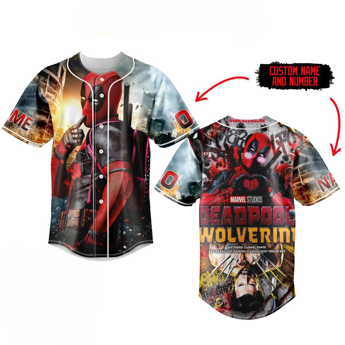 Personalized Deadpool & Wolverine Cool Baseball Jersey