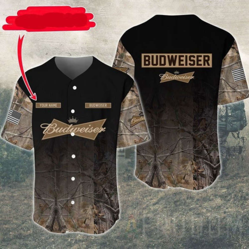 Personalized Deer Hunting Budweiser Baseball Jersey - Aopprinter