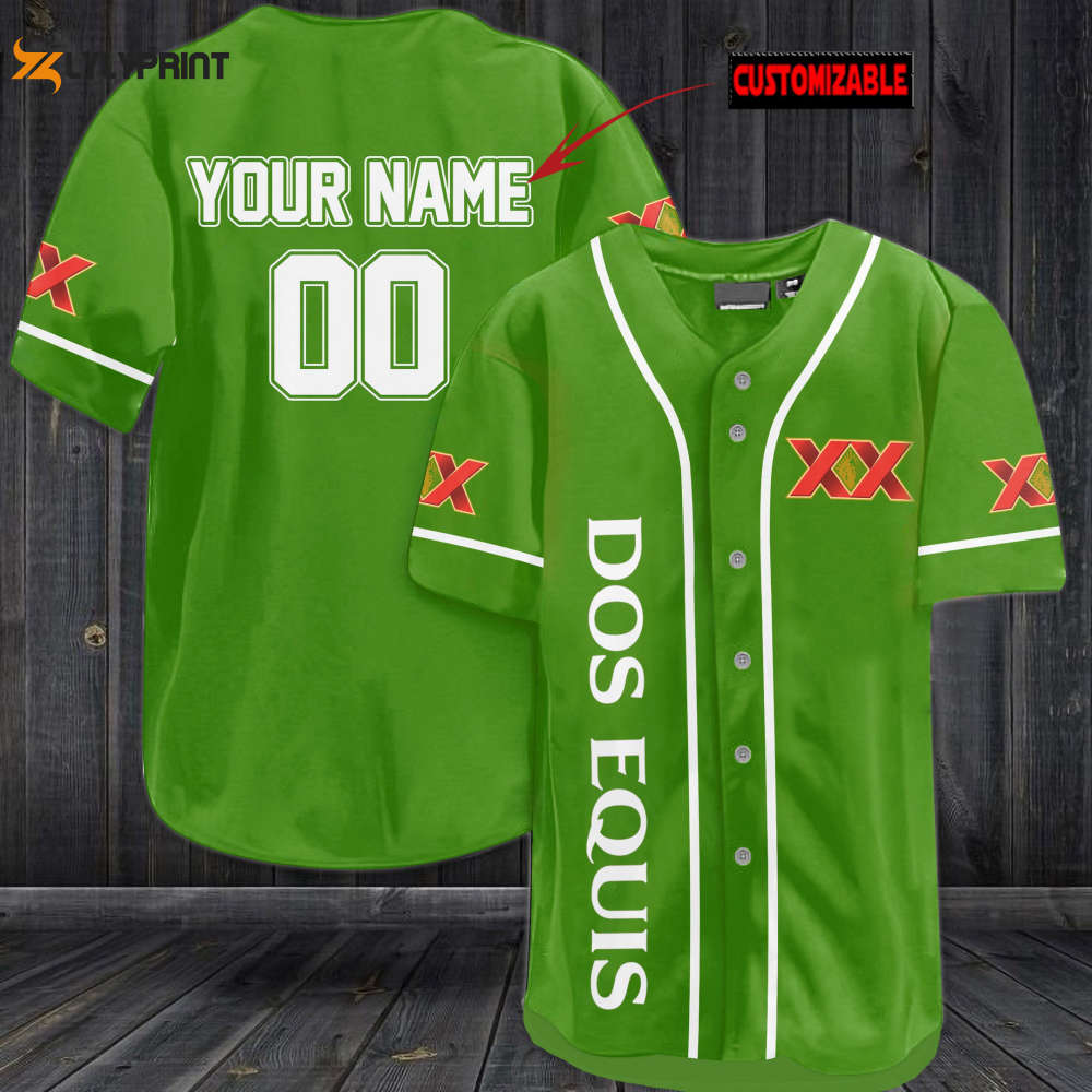 Personalized Dos Equis All Over Print Unisex Baseball Jersey - Lime Green - lylyprint.com