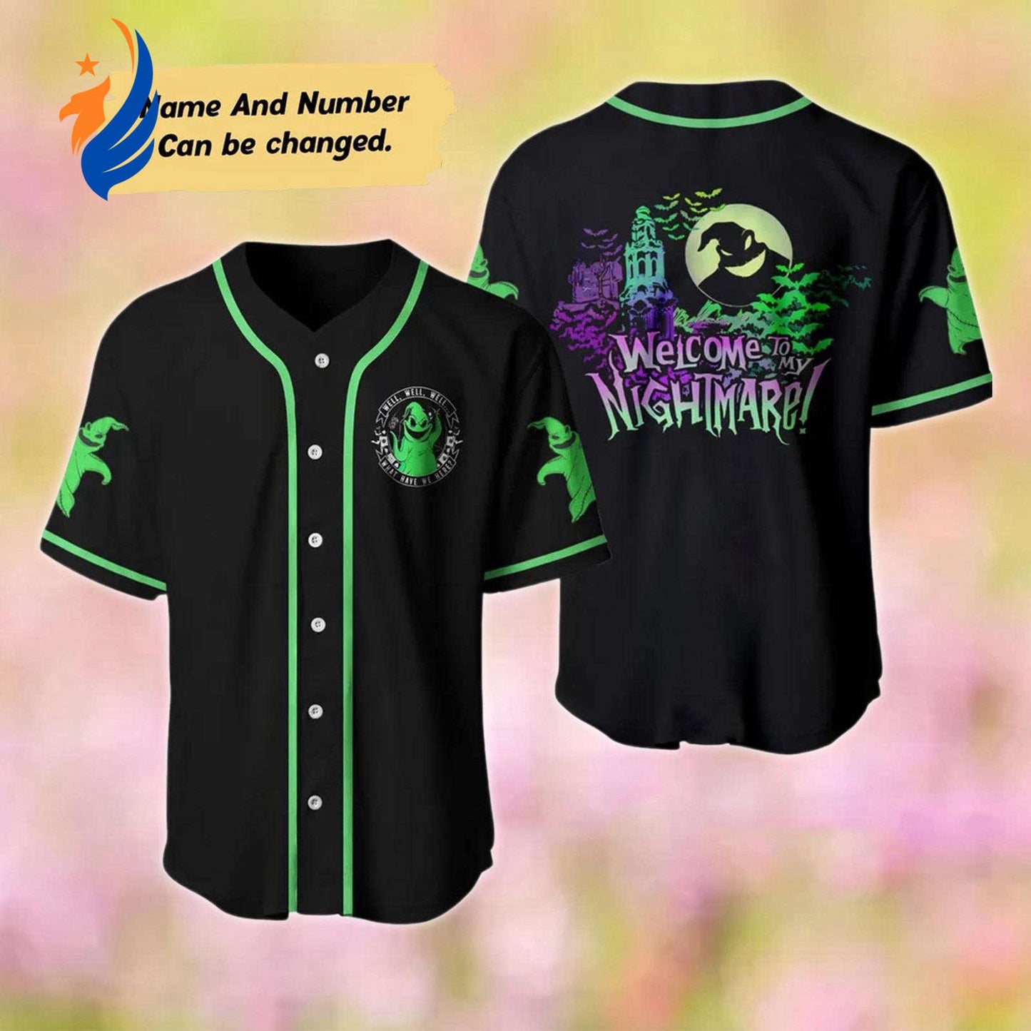 Spooktacular Nightmare Before Christmas Baseball Jersey - Personalized Oogie Boogie & Ghost Design for a Hauntingly Stylish Sport Team Shirt! - Bafud