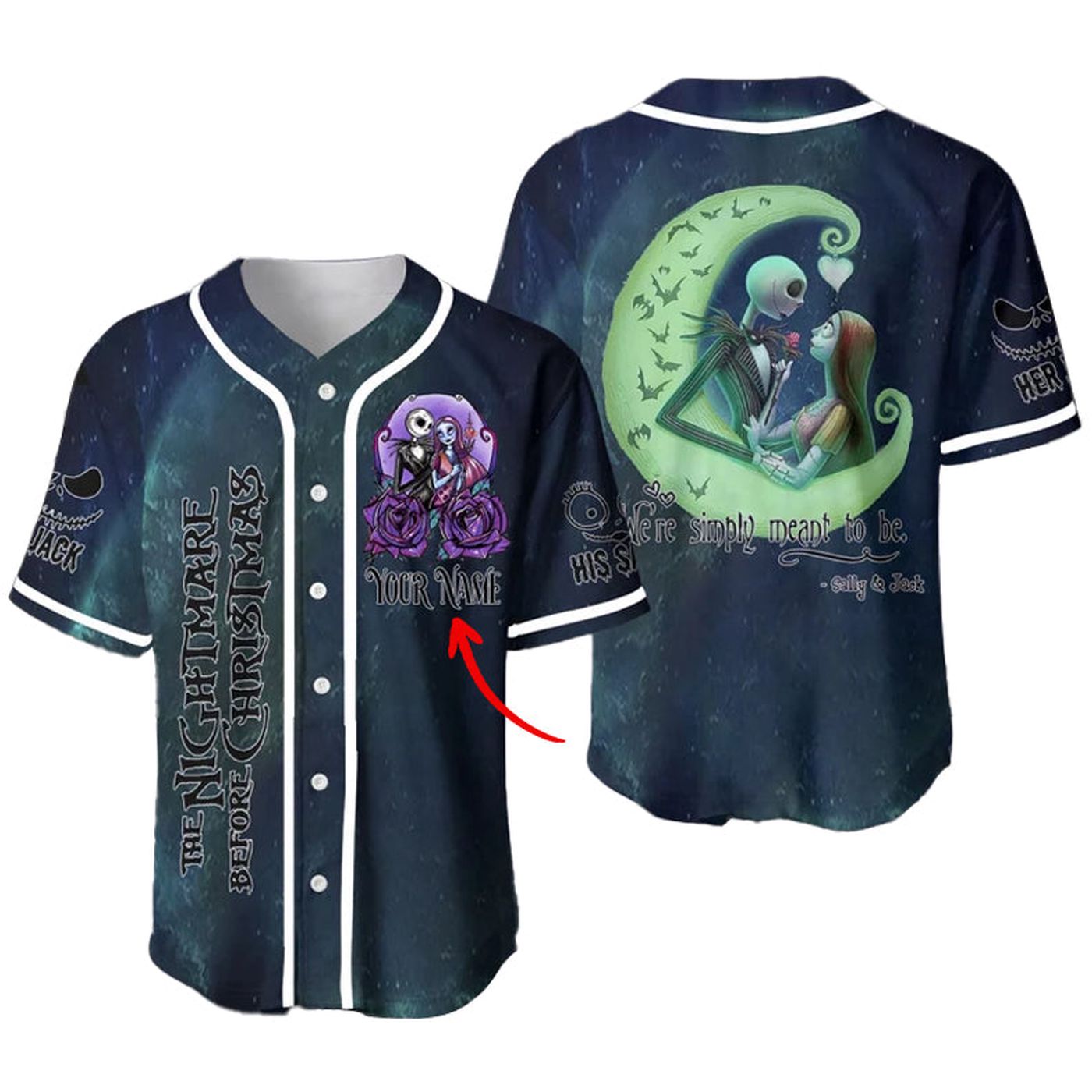 Personalized Jack & Sally We’re Simply Meant To Be Baseball Jersey - Gift for Men Women - Gift for Men Women - lylyprint.com