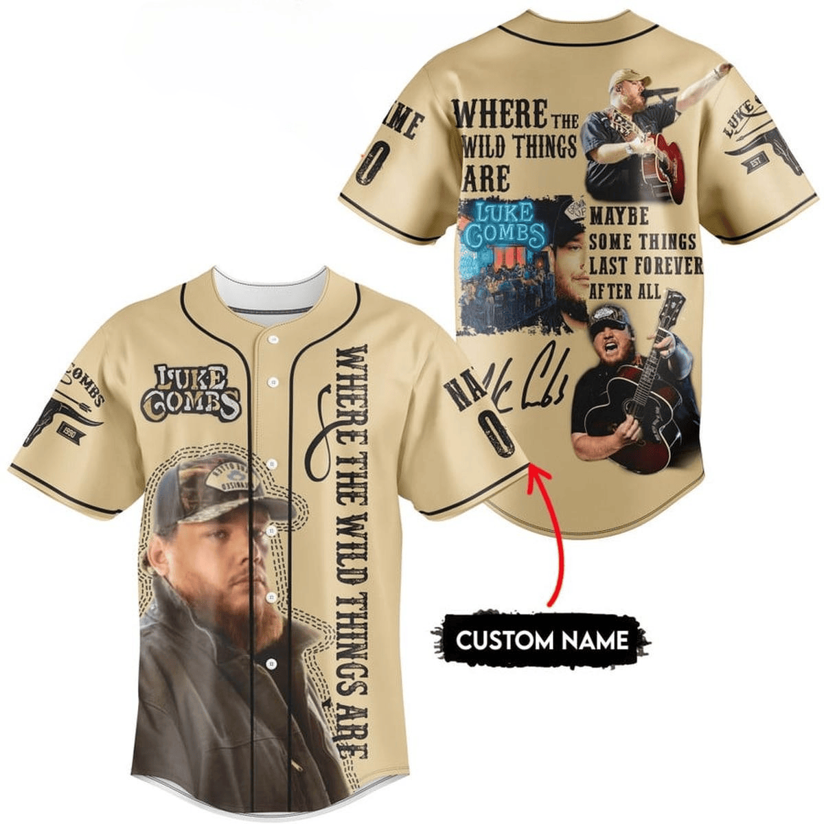 Personalized Jelly Roll Music Beige Baseball Jersey