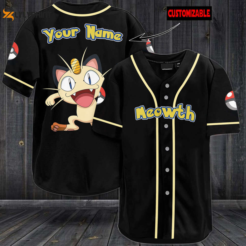 Personalized Meowth Baseball Jersey - lylyprint.com