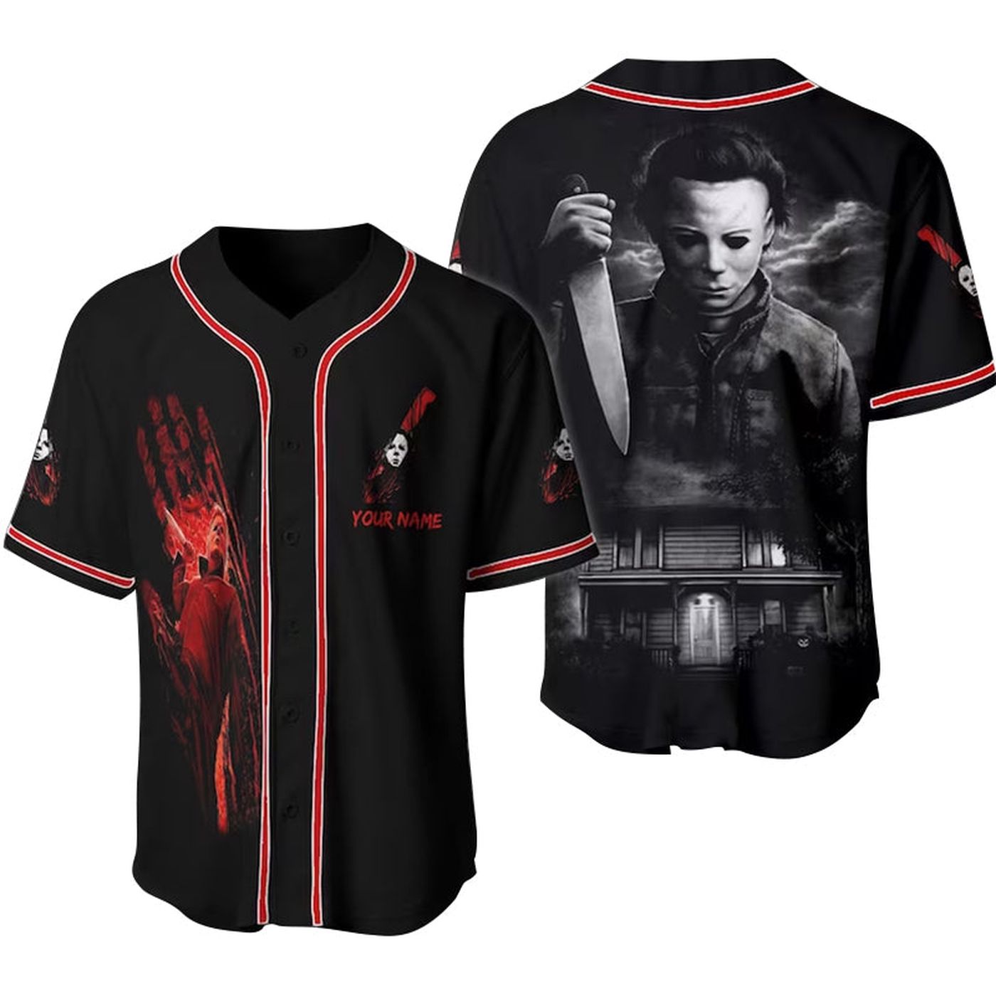 Personalized Michael Myers Halloween House Baseball Jersey - Gift for Men Women - Gift for Men Women - lylyprint.com