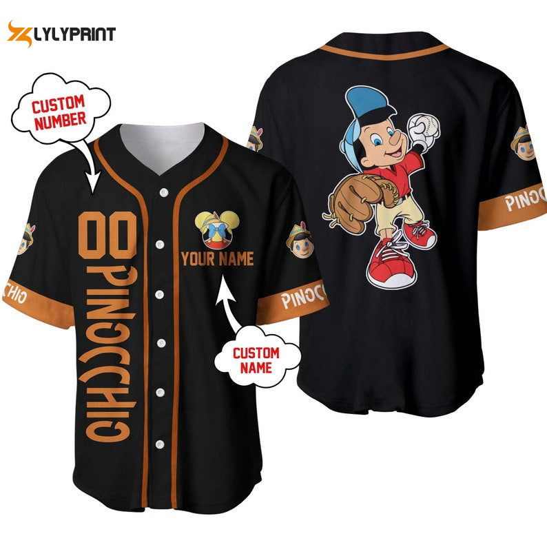 Personalized Pinocchio Playing Baseball All Over Print Baseball Jersey - lylyprint.com