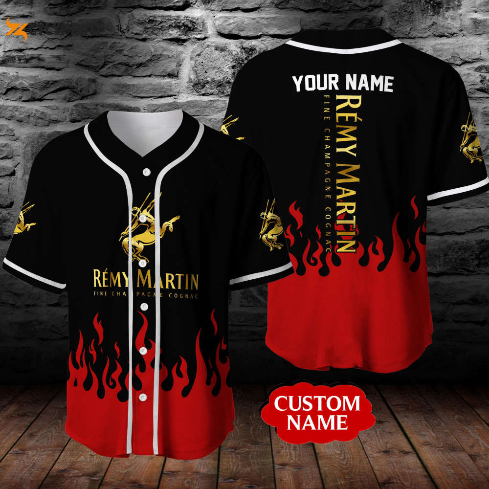 Personalized Remy Martin Cognac Red Flame All Over Print 3D Baseball Jersey - lylyprint.com
